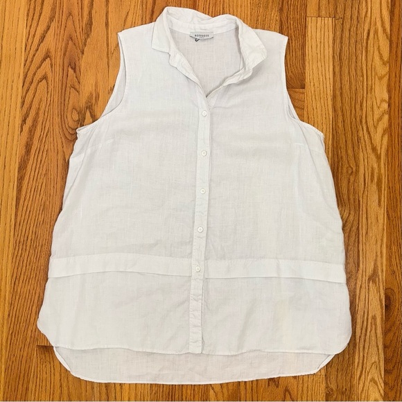 ROSSO35 Made in Italy Linen Ethereal Light Grey Button Down Tunic Sleeveless Top - Picture 12 of 16